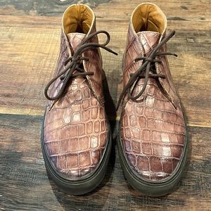 Ralph Lauren Purple Label Men’s Leather Croc Embossed Sneakers